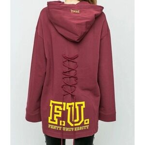 NWT Puma x Fenty Rihanna Women Medium Tawny Port Maroon Back Lacing Hoodie $130
